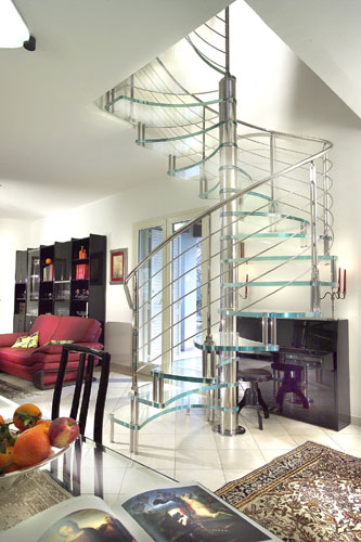 The Vetro Glass Spiral Staircase by Marretti